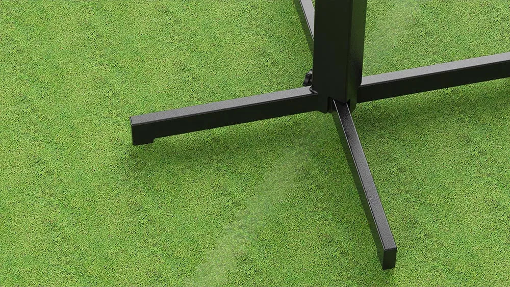 Rockless table base on grass